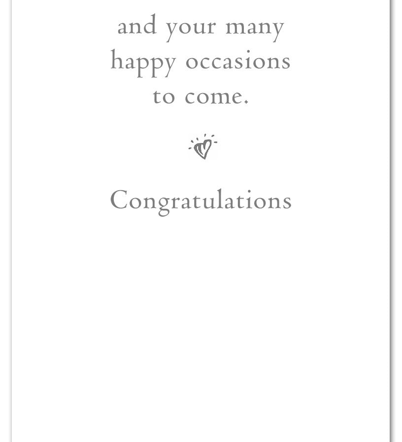 Inside of Wedding Card – elegant champagne glasses and lavender illustration with a romantic message to celebrate a couple’s special day, available at Be Charmed