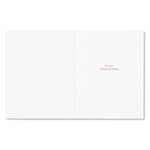White greeting card with red text 'Happy birthday.' Available at Be Charmed