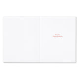 White greeting card with red text 'Happy birthday.' Available at Be Charmed