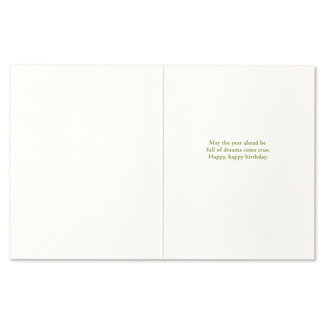 White card with gold text on a white background. Available at Be Charmed