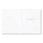 White card with blue text on a white background. Available at Be Charmed