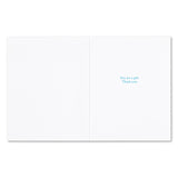 White card with blue text on a white background. Available at Be Charmed