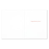 White card with red text 'Congratulations, you two.' on a white background. Available at Be Charmed
