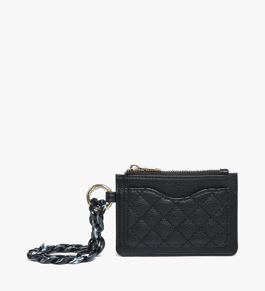 Jen & Co Black Rhodes Quilted Wallet Wristlet