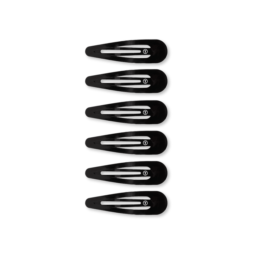 Jet Black Teleties Snap Clip hair clip—seamless, snag‑free strong hold, available at Be Charmed.
