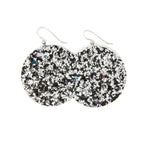 Keva -Black Sparkle Round Earrings
