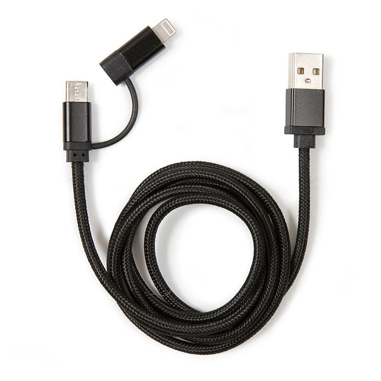 Kikkerland black multi-port charging cable on a white background. Available at Be Charmed. 