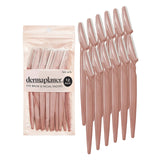 Pack of dermaplaning razors with packaging on a white background. Available at Be Charmed