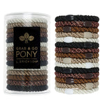 L. Erickson Grab & Go Pony Tube in Daily Neutral. Set of 15 no-damage ponytail holders in soft, neutral tones. Available at Be Charmed.