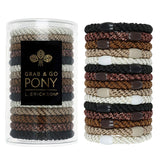 L. Erickson Grab & Go Pony Tube in Daily Neutral. Set of 15 no-damage ponytail holders in soft, neutral tones. Available at Be Charmed.