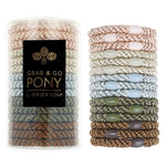 L. Erickson Grab & Go Pony Tube in Toasted. Set of 15 strong, no-damage ponytail holders in warm neutral tones. Available at Be Charmed.