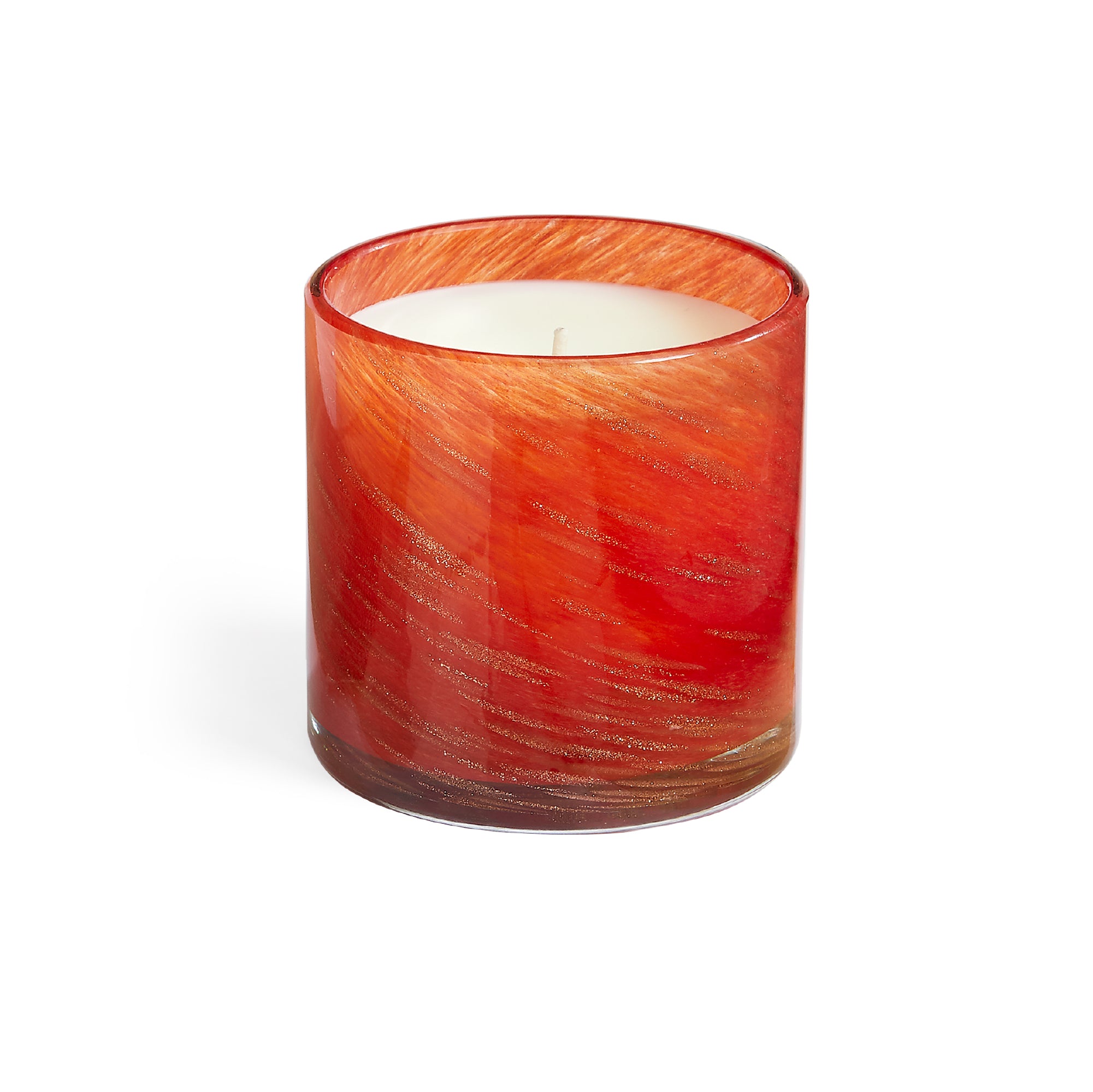 Lafco candle in a red glass container on a white background. Available at Be Charmed. 