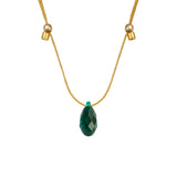 &LIVY Hyevibe Crystal Slider Gold Emerald Necklace