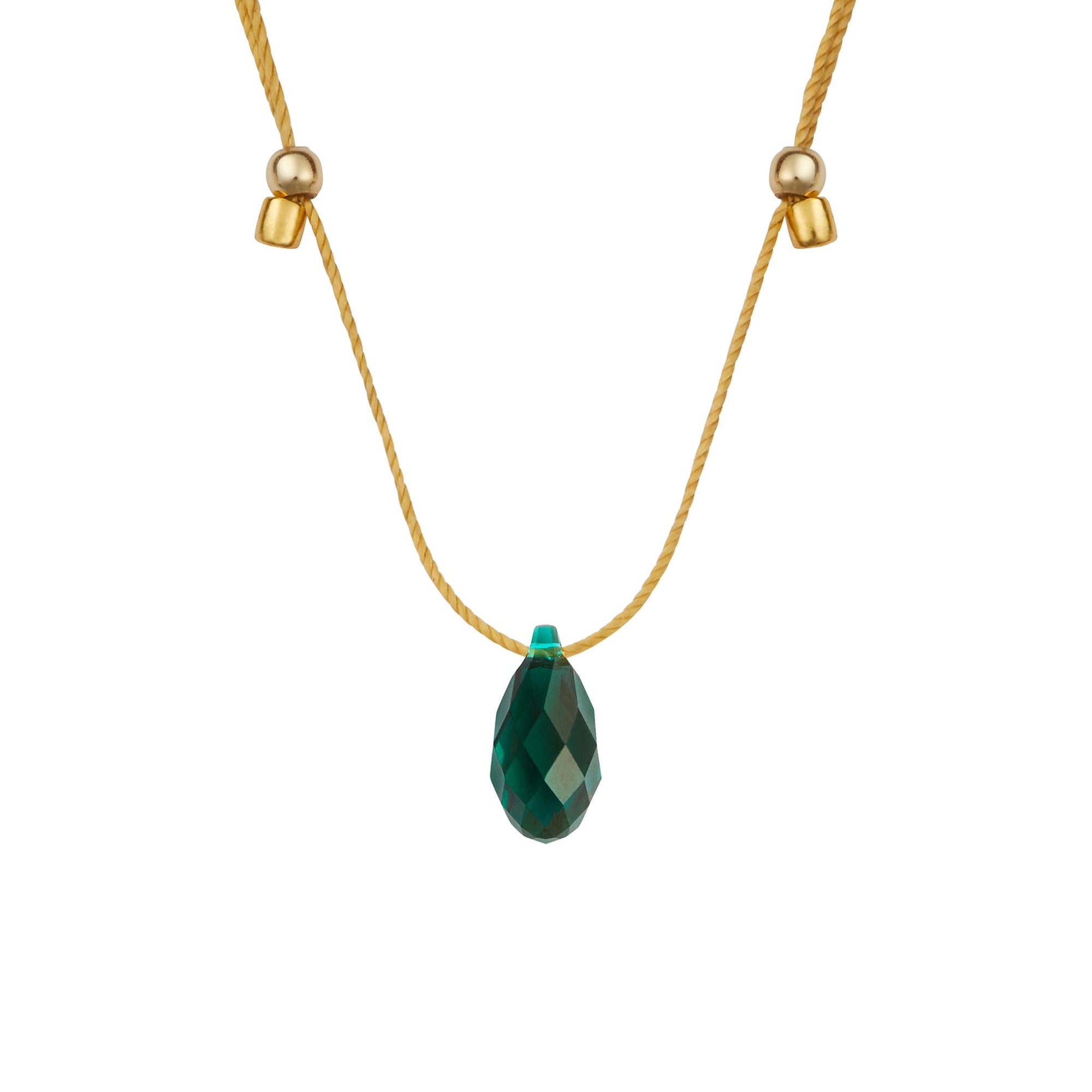 &LIVY Hyevibe Crystal Slider Gold Emerald Necklace