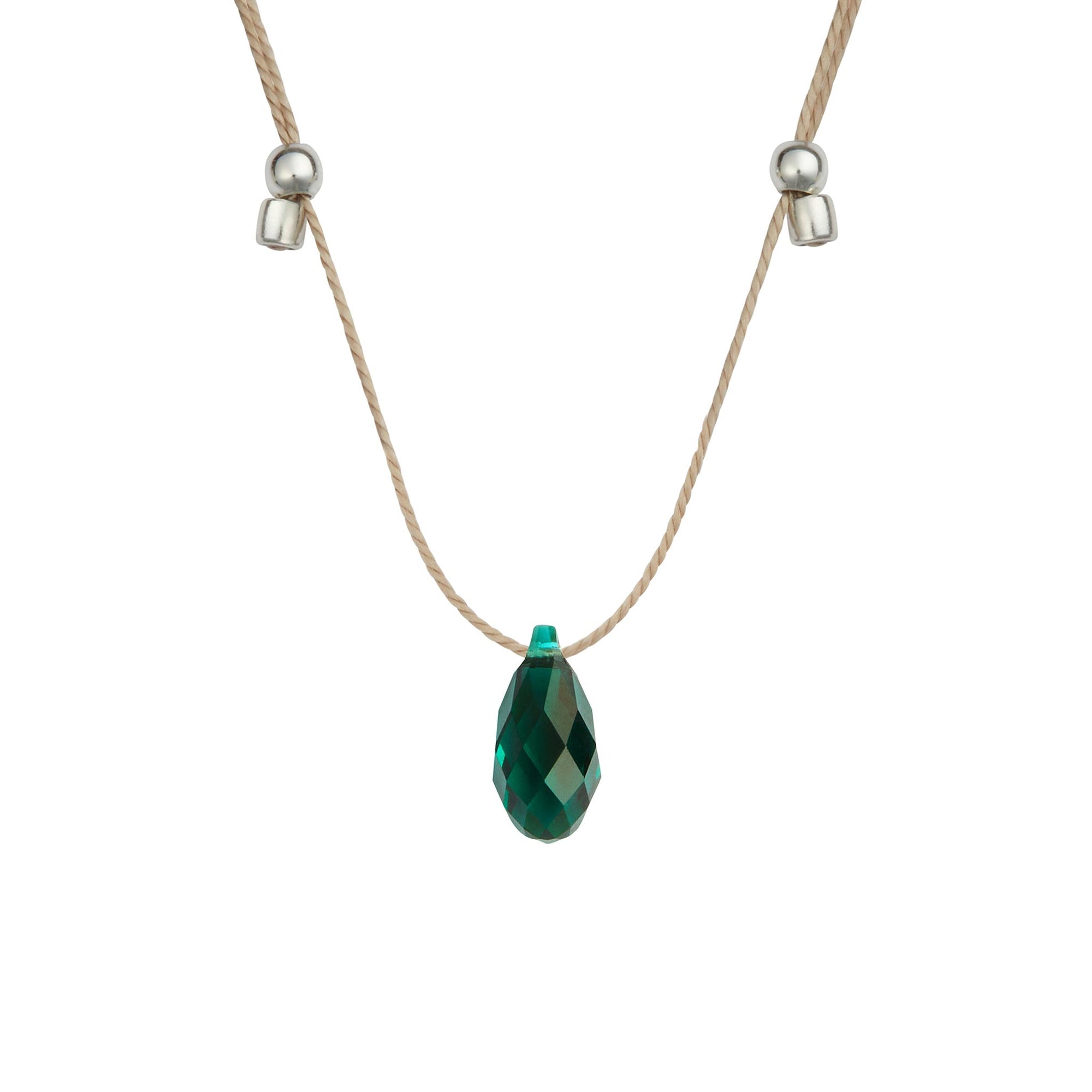 &LIVY Hyevibe Crystal Slider Silver Emerald Necklace