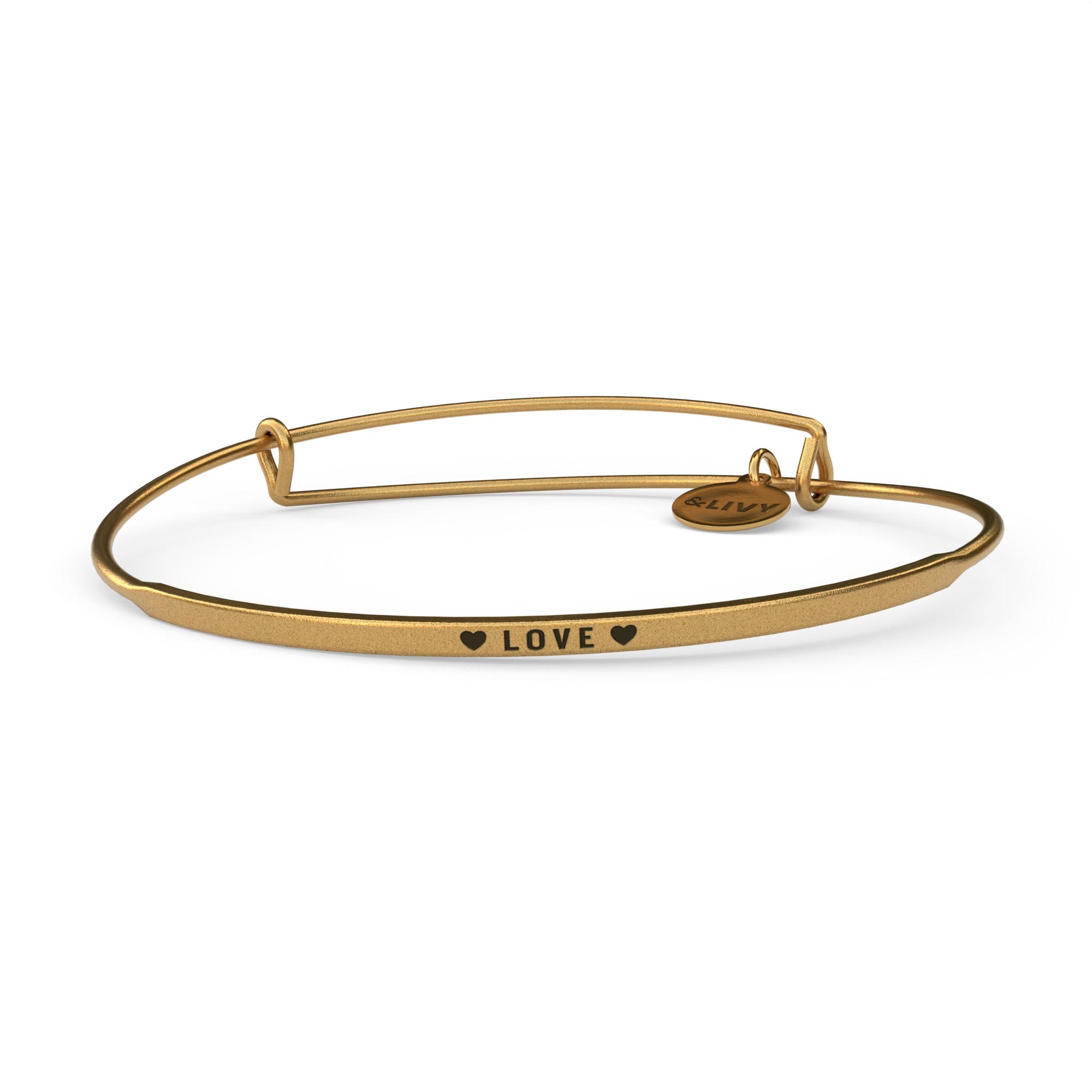 Gold &LIVY Love Hearts POSY Bangle, available at Be Charmed