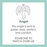 Product card for Lola angel pendant necklace symbolizing guidance and protection, perfect for everyday wear or gifting. Available at Be Charmed.