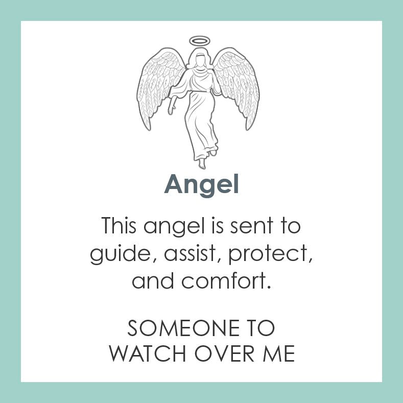 Product card for Lola angel pendant necklace symbolizing guidance and protection, perfect for everyday wear or gifting. Available at Be Charmed.