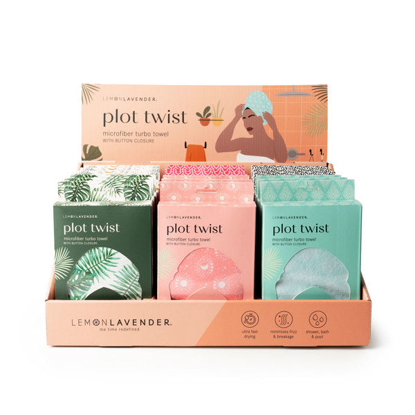 Lemon Lavender Plot Twist Turbo Towel – ultra-absorbent quick-dry towel in assorted colors. Available at Be Charmed.