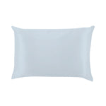 Rectangular light blue satin pillow case on a white background. Available at Be Charmed