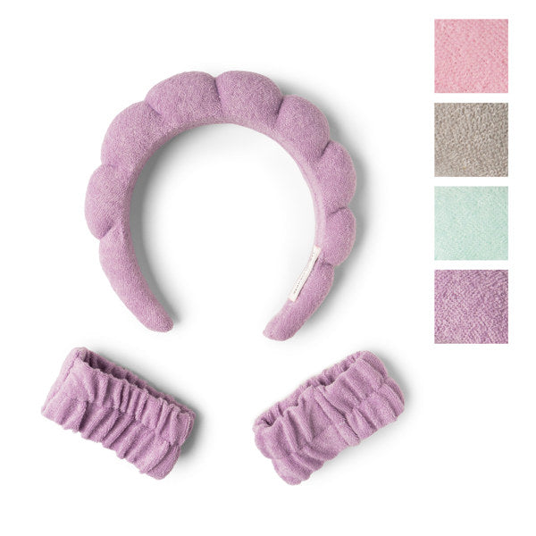 Lemon Lavender Washed Up Like This Super Soft Dryband Set — includes plush hair wrap and matching headband. Available at Be Charmed.