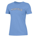 Light Blue Be Charmed women’s short sleeve tee by Champion – classic fit, breathable cotton, and signature Champion logo—versatile and stylish everyday wear, available at Be Charmed.