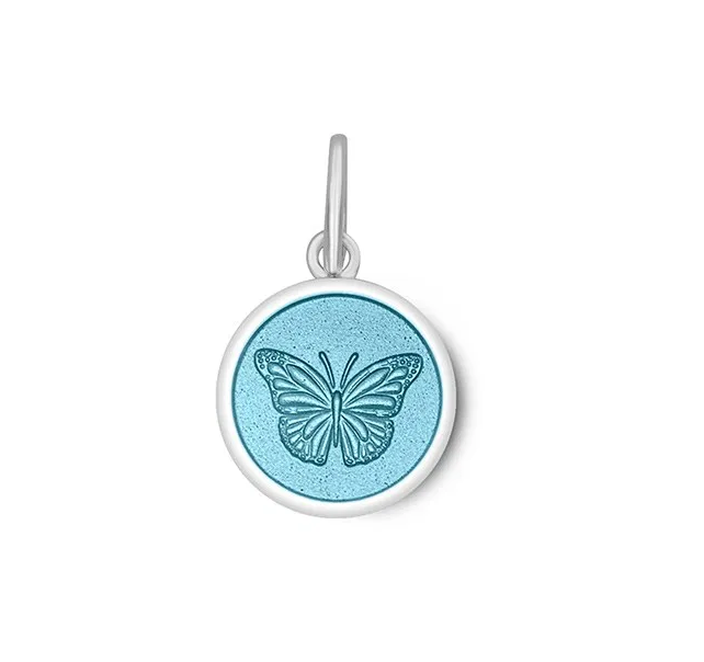 Light Blule Lola Butterfly pendant symbolizing transformation growth and beauty, meaningful nature-inspired charm jewelry gift, Available at Be Charmed