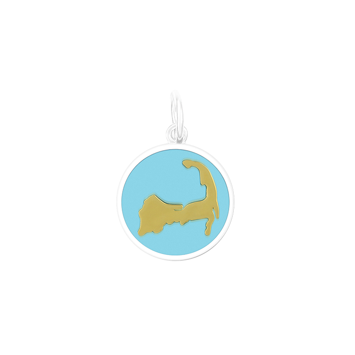 Light Blue Lola gold Cape Cod pendant necklace with classic coastal-inspired design, elegant everyday jewelry, Available at Be Charmed