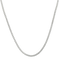 A silver 3mm rounded box chain necklace on a black background. Available at Be Charmed