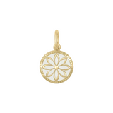 Lola Alpine White Daisy All Gold pendant featuring floral designs in 24K gold-plated sterling silver with enamel inlay.  Available at Be Charmed.