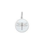 Alpine White Lola Dragonfly pendant symbolizing transformation freedom and adaptability, meaningful nature-inspired charm jewelry gift, Available at Be Charmed
