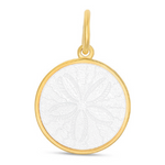 Small Alpine White Sand Dollar Pendant – elegant all-gold sand dollar design symbolizing peace, renewal, and coastal beauty, crafted by Lola, available at Be Charmed