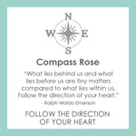 Lola Compass Pendant card with description . Available at Be Charmed