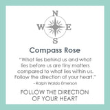 Lola Compass Pendant card with description . Available at Be Charmed