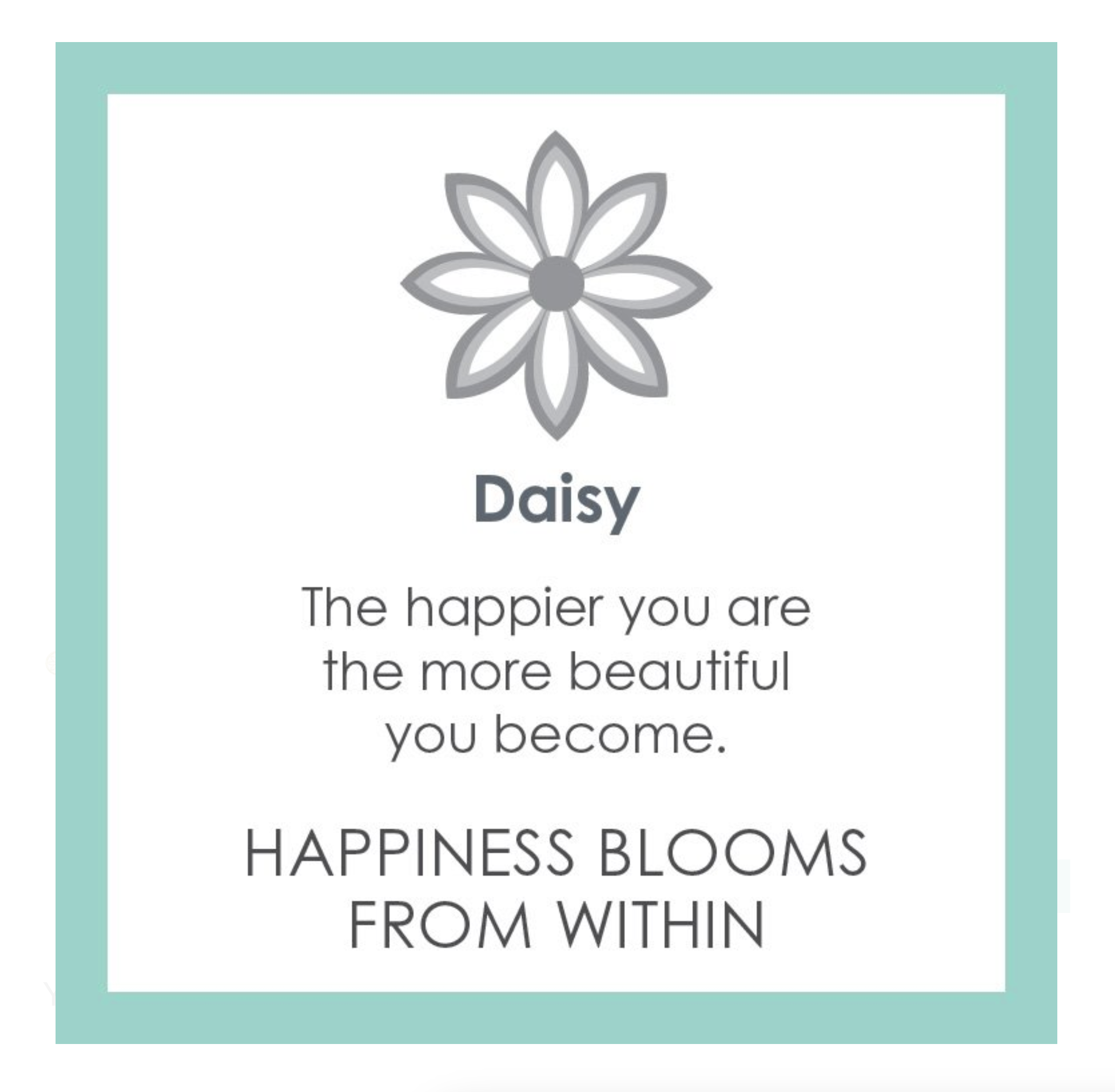 Lola Small Alpine White Daisy All Gold description card. Available at Be Charmed.