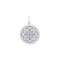 A Lola silver pendant with an lavender enamel inlay design, featuring a geometric pattern and the text 'I loved her first'. Available at Be Charmed