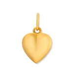 A Gold Lola pendant in the shape of a puffy heart, with a loop on top for attachment. Available at Be Charmed