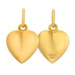 Lola Gold Puffy Heart pictured front and back. Available at Be Charmed