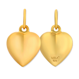 Lola Gold Puffy Heart pictured front and back. Available at Be Charmed