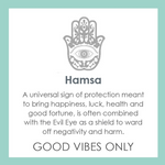 Lola Hamsa Pendant Product Card. Available at Be Charmed