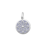 Lavender Lola silver daisy pendant necklace featuring a delicate floral design, perfect for everyday wear, layering, and meaningful gifting. Available at Be Charmed