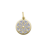 Lola Lavender Daisy All Gold pendant featuring floral designs in 24K gold-plated sterling silver with enamel inlay.  Available at Be Charmed.