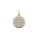 Lola Lavender Daisy All Gold pendant featuring floral designs in 24K gold-plated sterling silver with enamel inlay.  Available at Be Charmed.