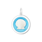 A sterling silver Lola pendant with a light blue enamel inlay in the shape of a seashell. Available at Be Charmed