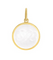A mother son gold pendant with a white enamel inlay in the shape of a heart, with a loop for a chain attachment at the top. Available at Be Charmed