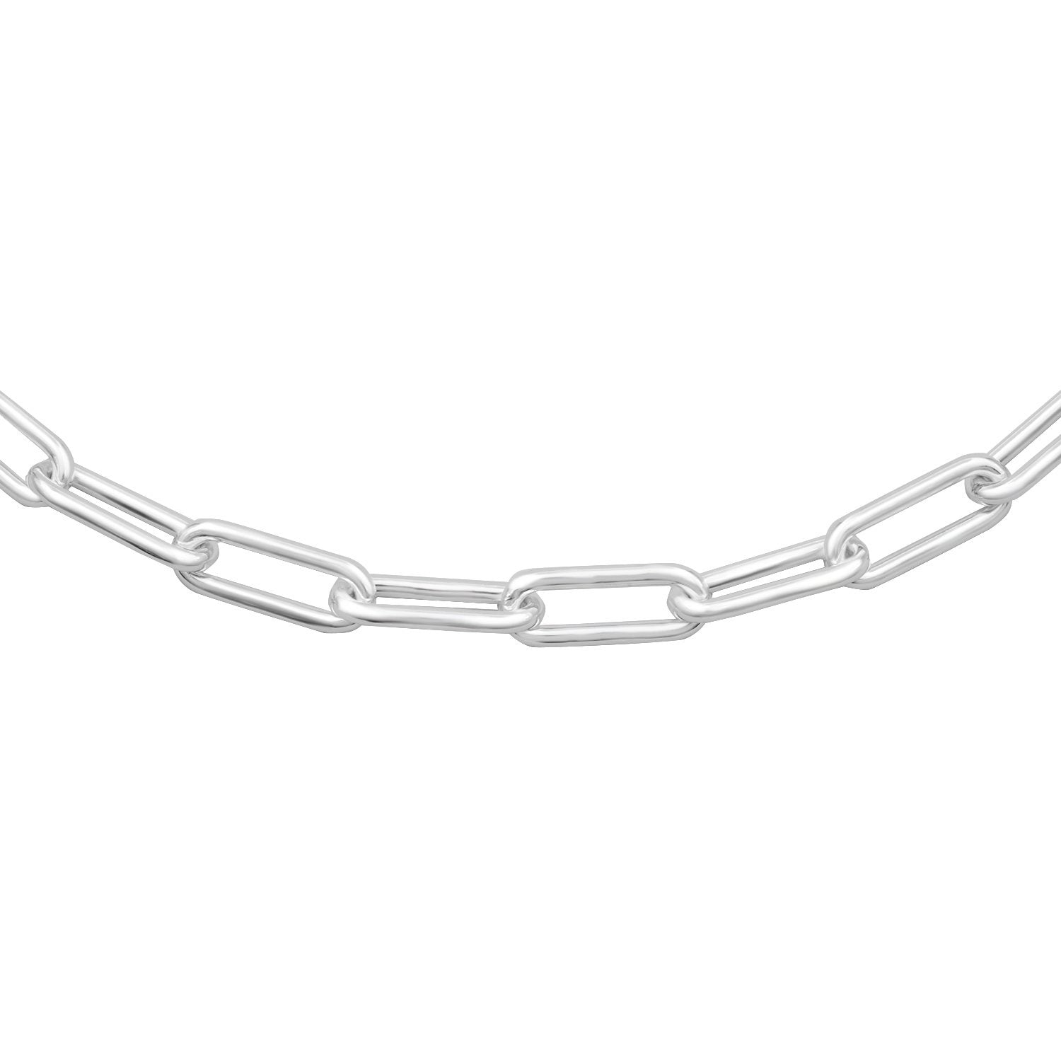 A sterling silver Lola Oval link chain necklace with a lobster clasp closure. Available at Be Charmed
