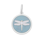 Pale Blue Lola Dragonfly pendant symbolizing transformation freedom and adaptability, meaningful nature-inspired charm jewelry gift, Available at Be Charmed