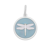 Pale Blue Lola Dragonfly pendant symbolizing transformation freedom and adaptability, meaningful nature-inspired charm jewelry gift, Available at Be Charmed