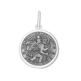 Lola Pewter St. Christopher pendant necklace symbolizing protection and safe travels, meaningful religious jewelry gift for travelers, Available at Be Charmed