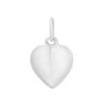 A Lola silver pendant in the shape of a puffy heart, with a loop on top for attachment. Available at Be Charmed